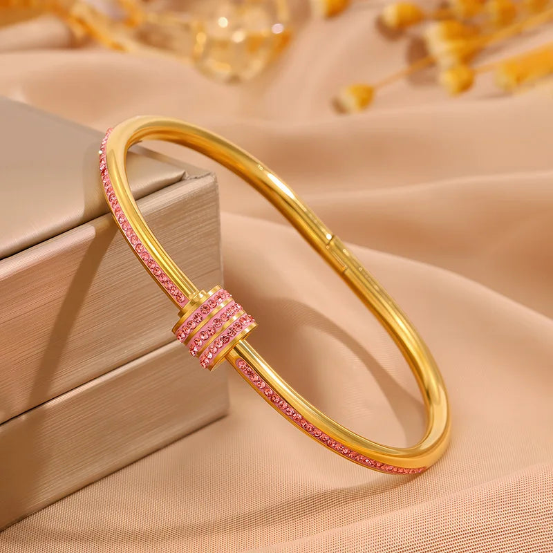 Ensemble De Bracelets En Acier Inoxydable Incrustés De Zircone – Multichoix