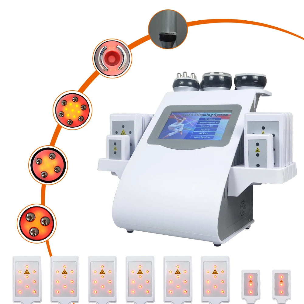 Machine à Cavitation Ultrasonique 40k, système sous vide 6 en 1, Amincissante, Lifting du visage, Réduction de la Cellulite