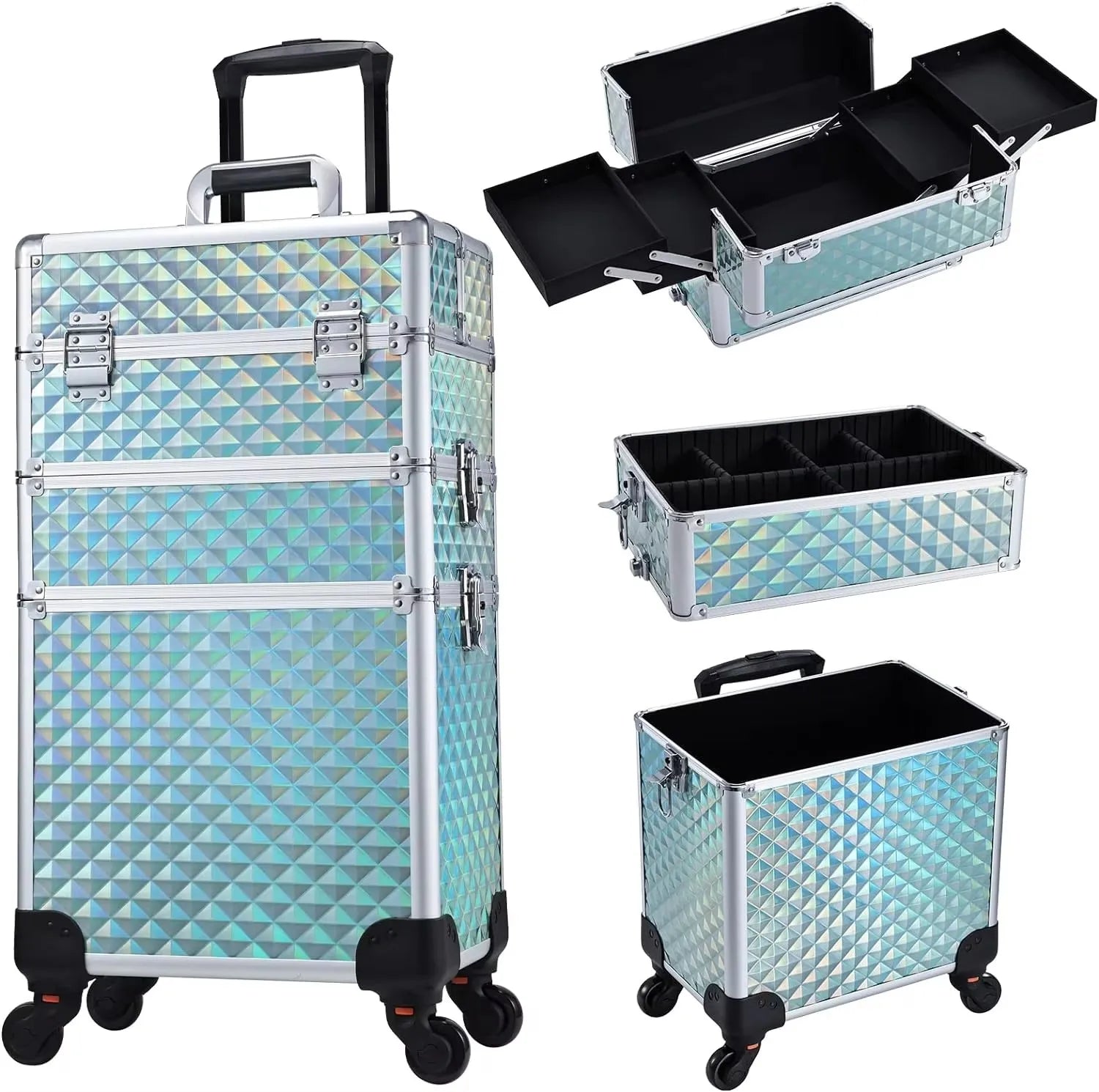 Valise de Maquillage Roulante 3 en 1 – Grande Capacité & Adapter pour Salon de Beauté