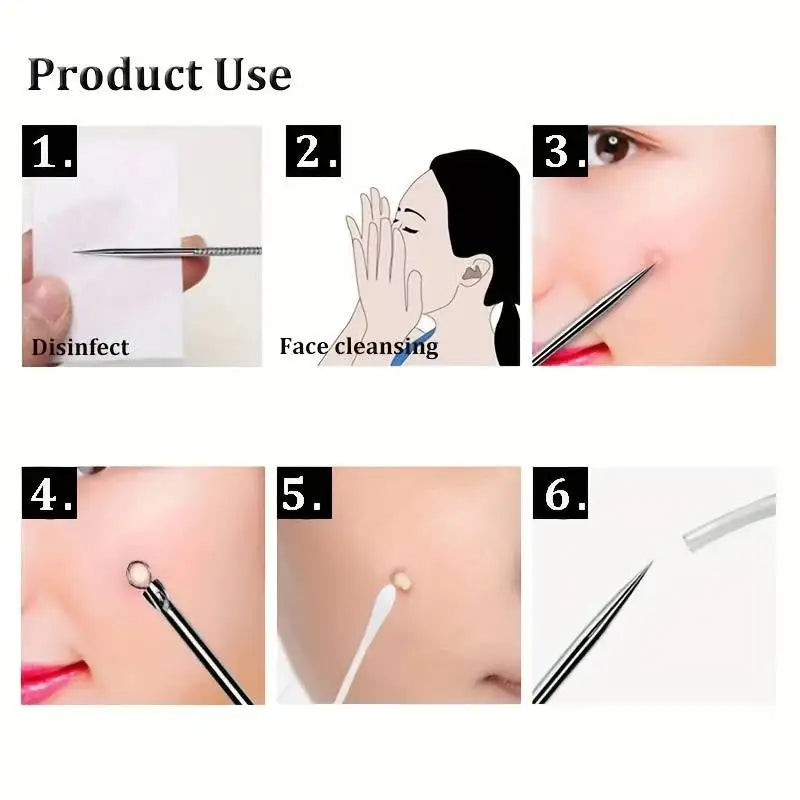 Kit D'Outils Pour Points Noirs, Nettoyant De Pores, Crochets Et Dissolvants De Boutons, Soins De La Peau, Non Parfumé, 4 Pièces/Ensemble