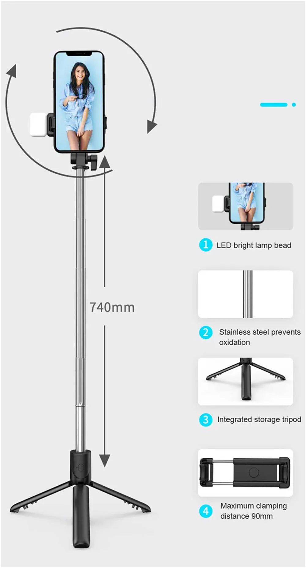 Nouveau Bâton Selfie Bluetooth Dépliable