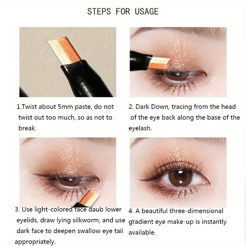 Bâton Fard à Paupières Double Couleur – Dégradé Scintillant & Effet Métallique Waterproof