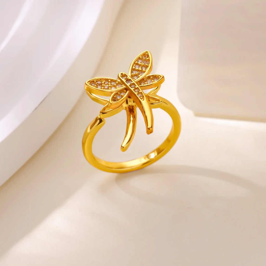 Bague Spinner Trèfle de Luxe – Anti-Stress Couleur Or 18K