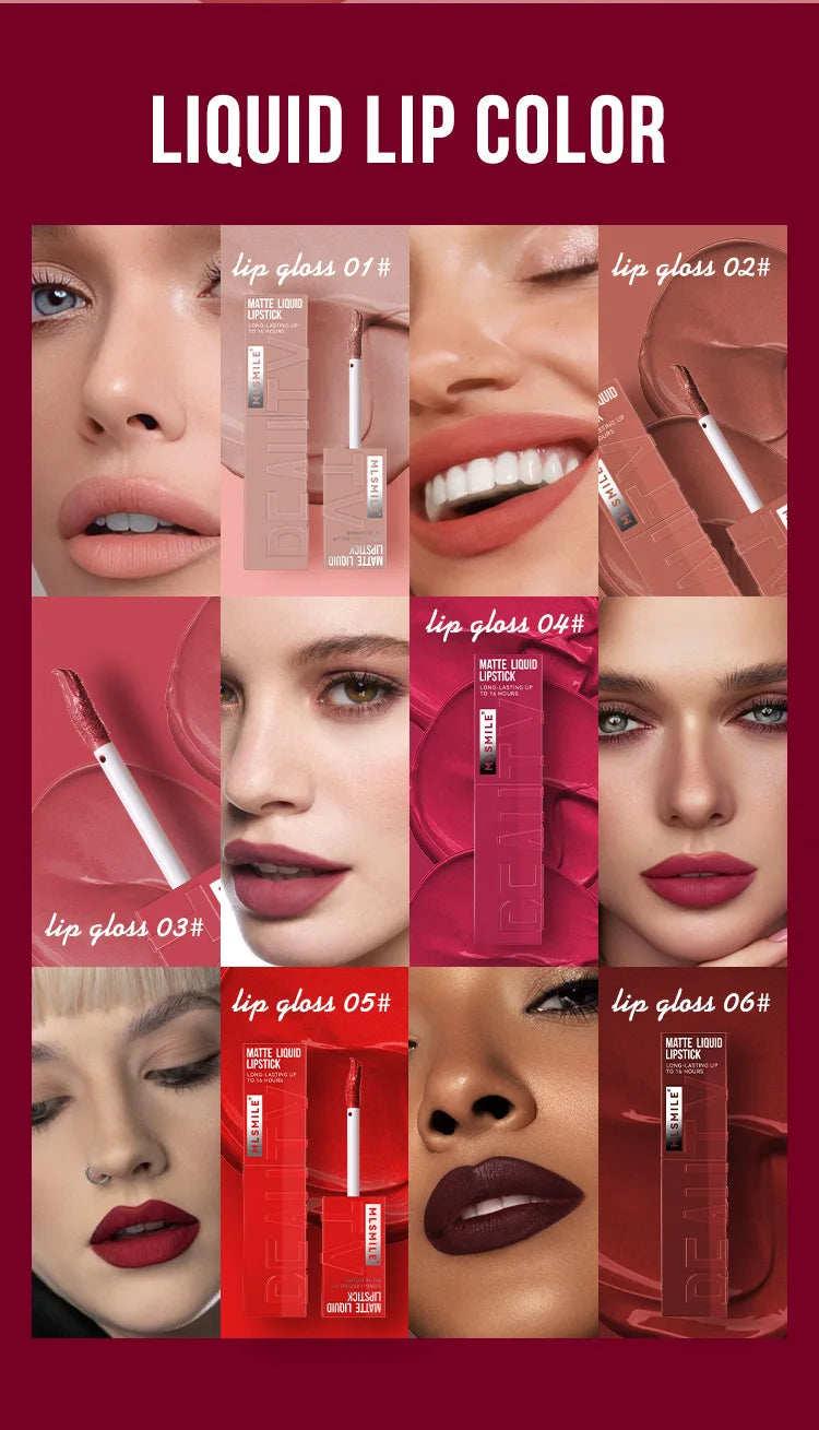 Rouge à Lèvres Liquide Satin Velours – Anti-Adhésif, Imperméable & Longue Durée