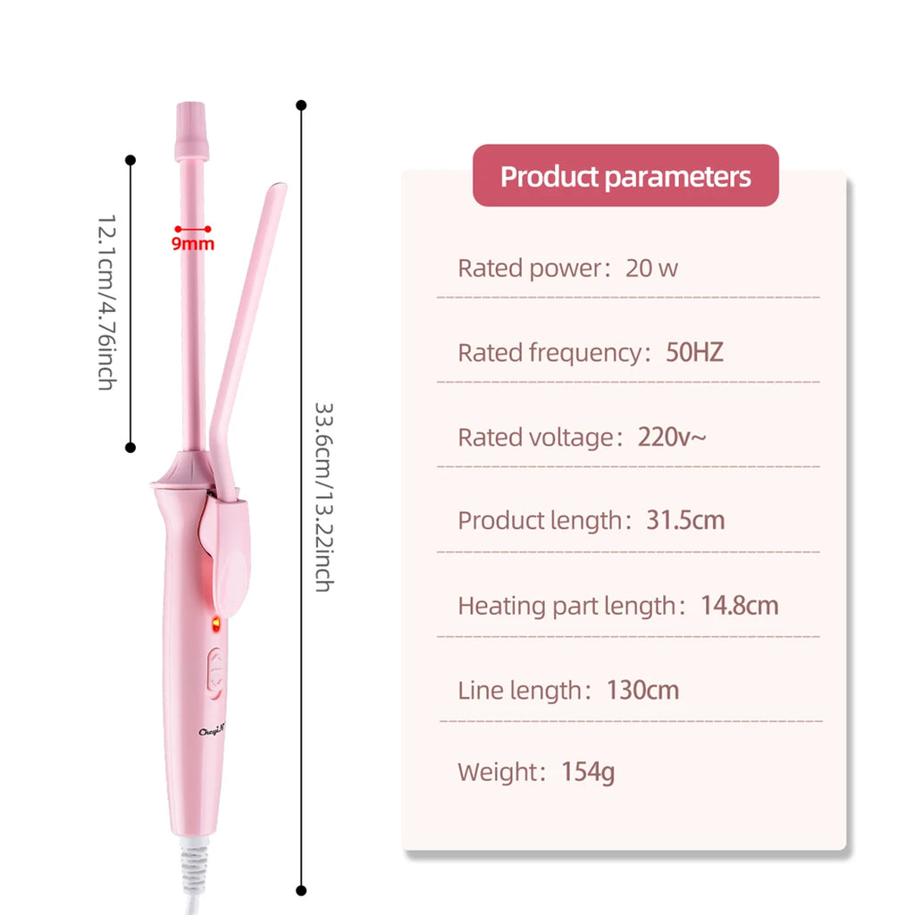 Mini Fer à Friser Professionnel 9 mm, Spécialement Conçu pour Réaliser des Boucles Serrées