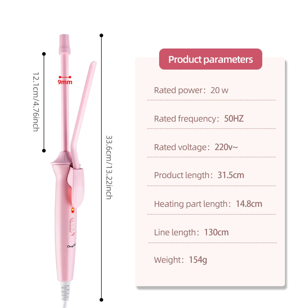 Mini Fer à Friser Professionnel 9 mm, Spécialement Conçu pour Réaliser des Boucles Serrées
