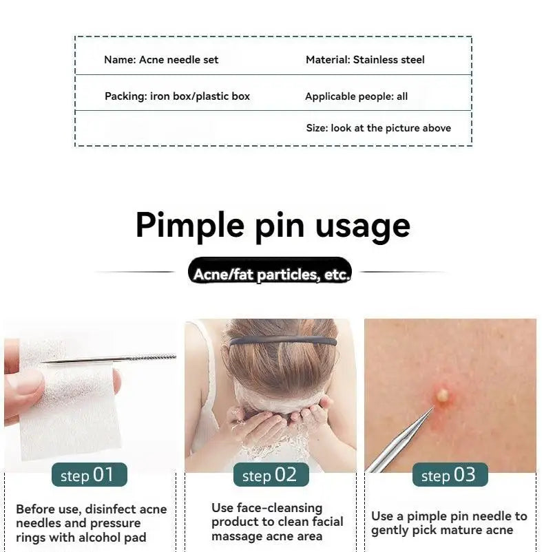 Kit D'Outils Pour Points Noirs, Nettoyant De Pores, Crochets Et Dissolvants De Boutons, Soins De La Peau, Non Parfumé, 4 Pièces/Ensemble
