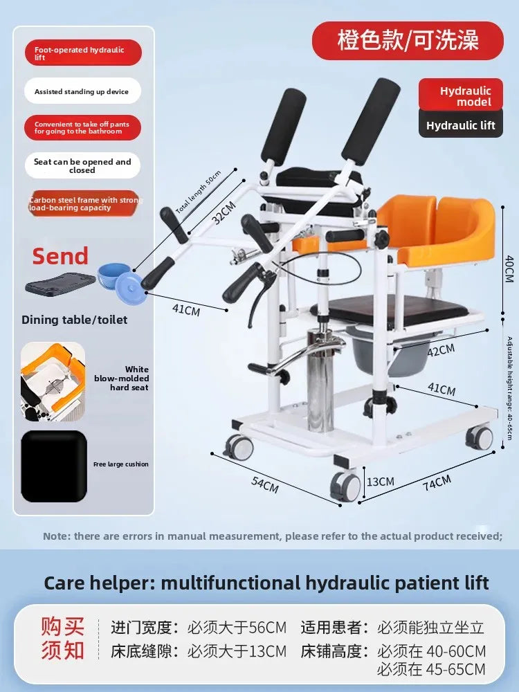 Chaise Hydraulique de Transfert d'ascenseur Patient W/180 ° Bac de lit à Siège Fendu
