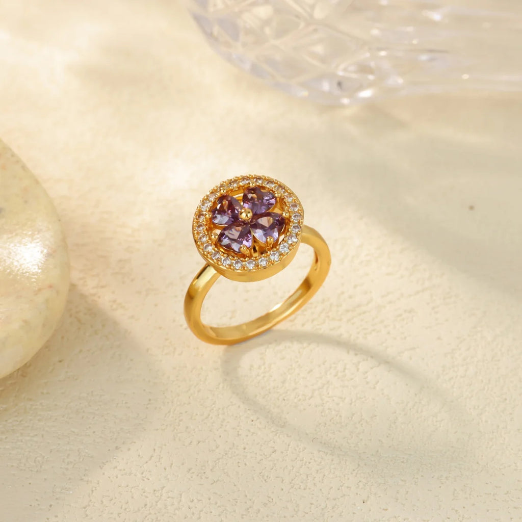 Bague Spinner Trèfle de Luxe – Anti-Stress Couleur Or 18K