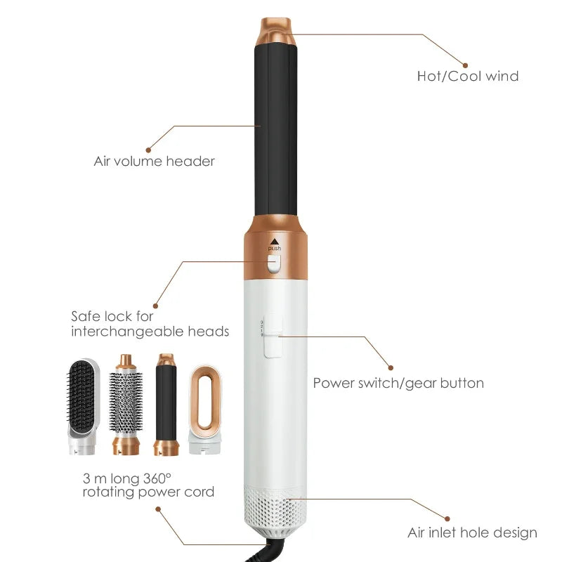 Brosse Coiffante & Sèche-Cheveux 5 en 1 – Outil de Coiffure Multifonction Professionnel