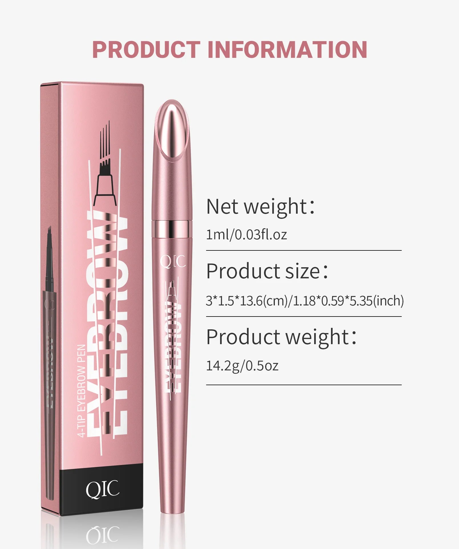 Crayon à Sourcils Magique 4 Fourchettes – Microblading 3D, Imperméable & Couleur Naturelle