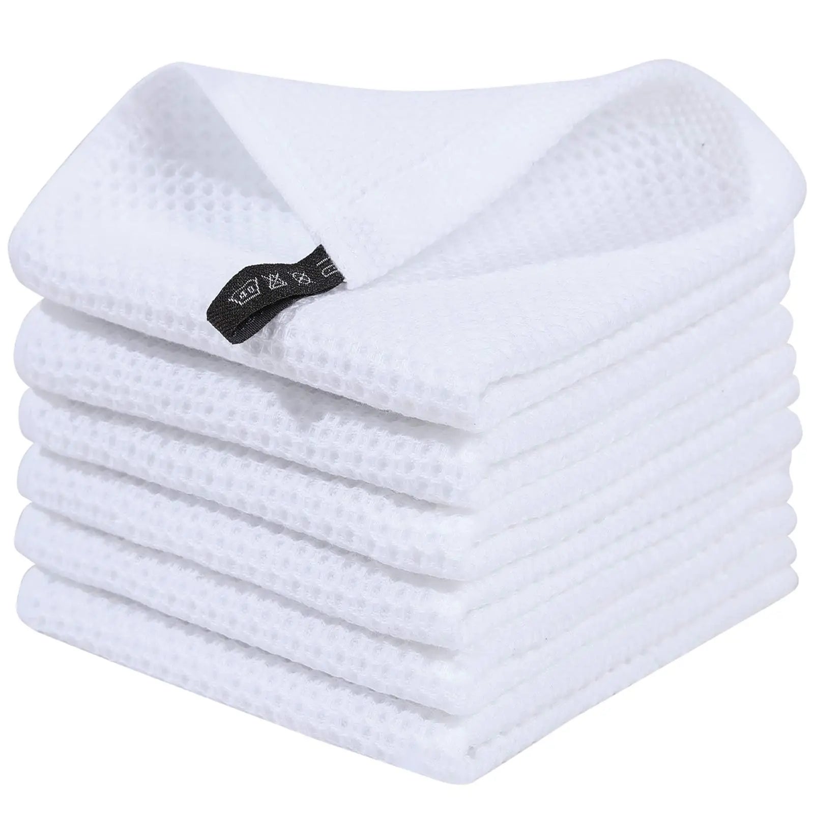 100% Cotton Waffle Weave Kitchen Dish Cloths, Ultra Soft Absorbent Quick Drying Dish Towels, 12x12 Inches, 6-Pack