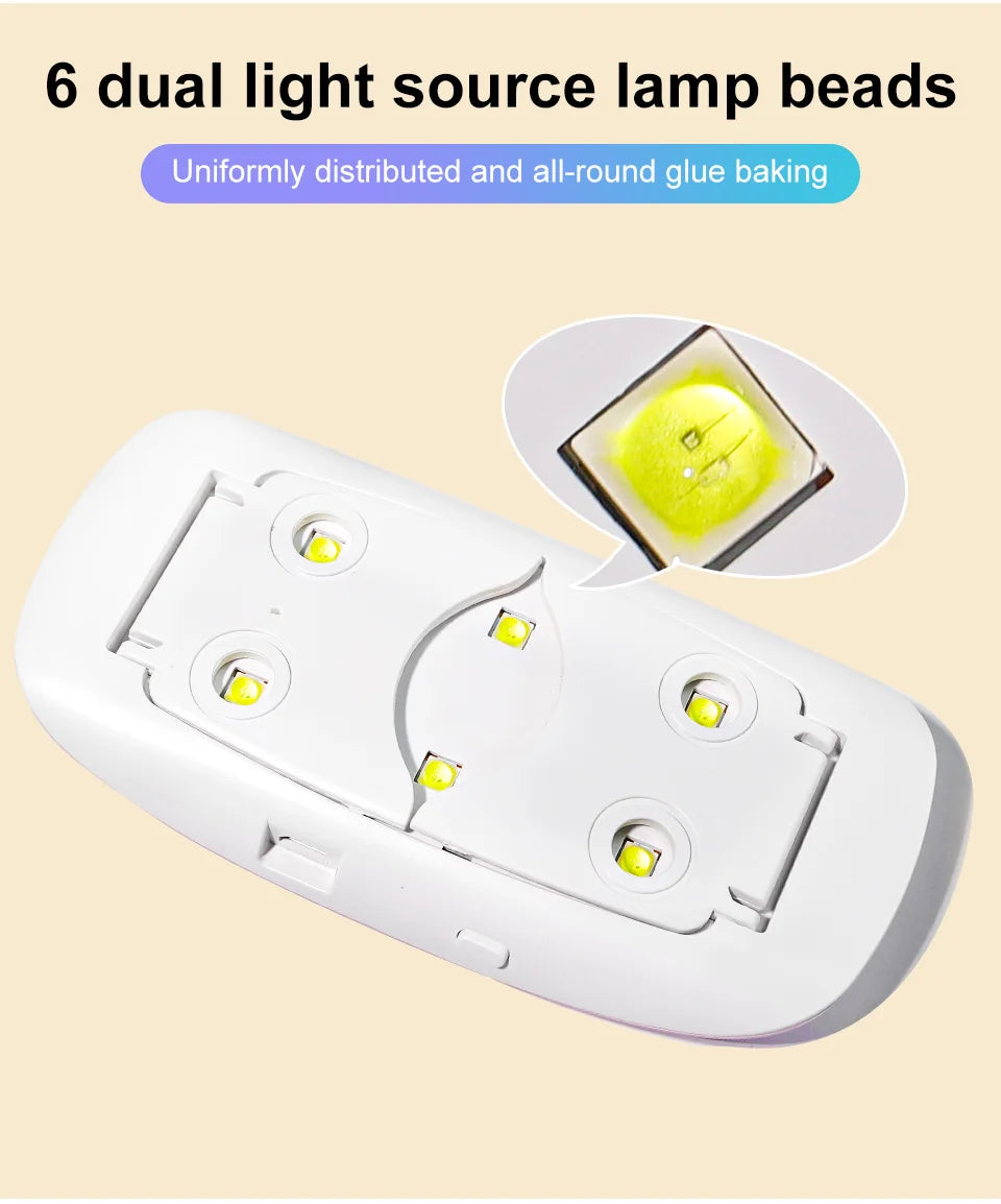 Mini Sèche-Ongles Portable 6W – Lampe LED UV de Manucure avec Câble USB