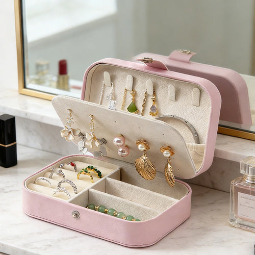 Boîte à Bijoux Portable Multi-Compartiments avec Doublure en Velours – Organisateur de Voyage