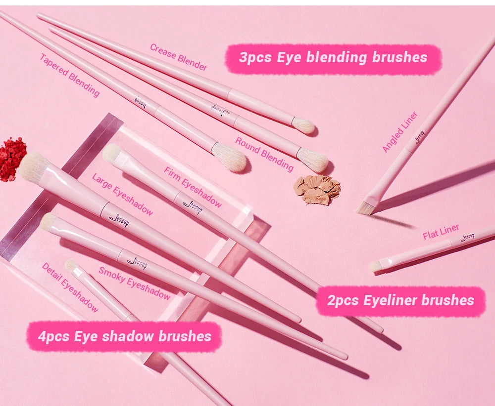 Set de Pinceaux de Maquillage Professionnel Rose Premium avec Poil Vegan – 14 pièces