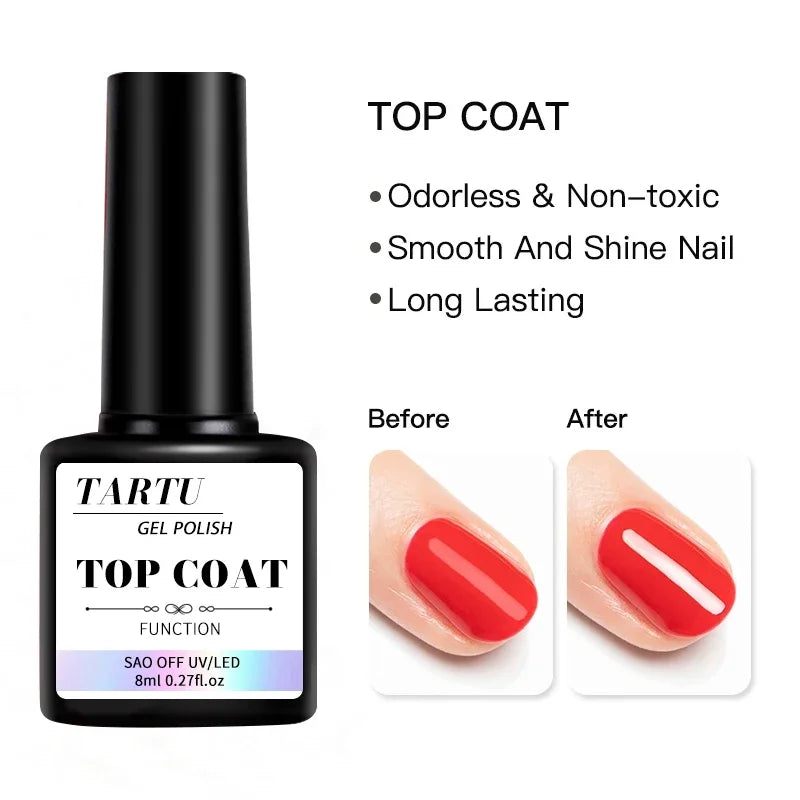 Ensemble de Gel Nail Art 8 ml – Gel de Base, Gel de Finition et Gel de Finition Mate pour Ongles