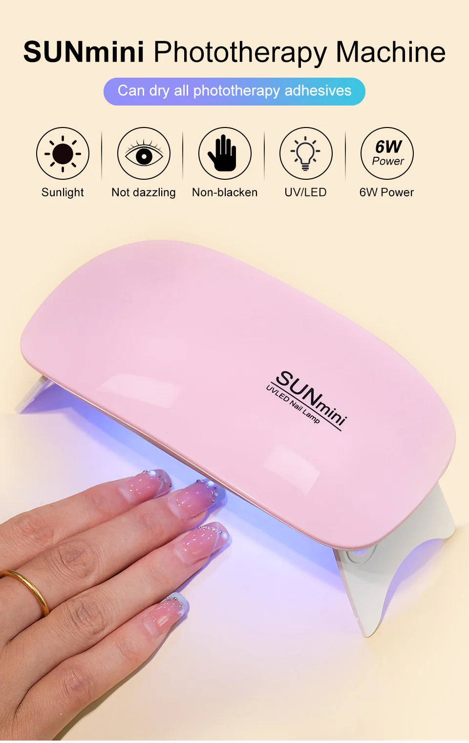 Mini Sèche-Ongles Portable 6W – Lampe LED UV de Manucure avec Câble USB