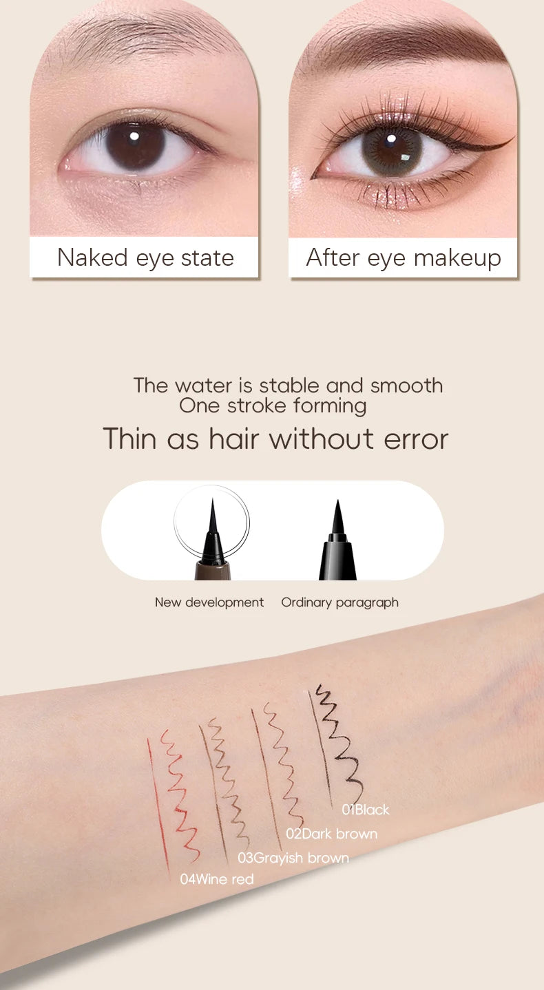 Stylo Eyeliner Imperméable – Pointe Très Fine, Séchage Rapide & Longue Tenue