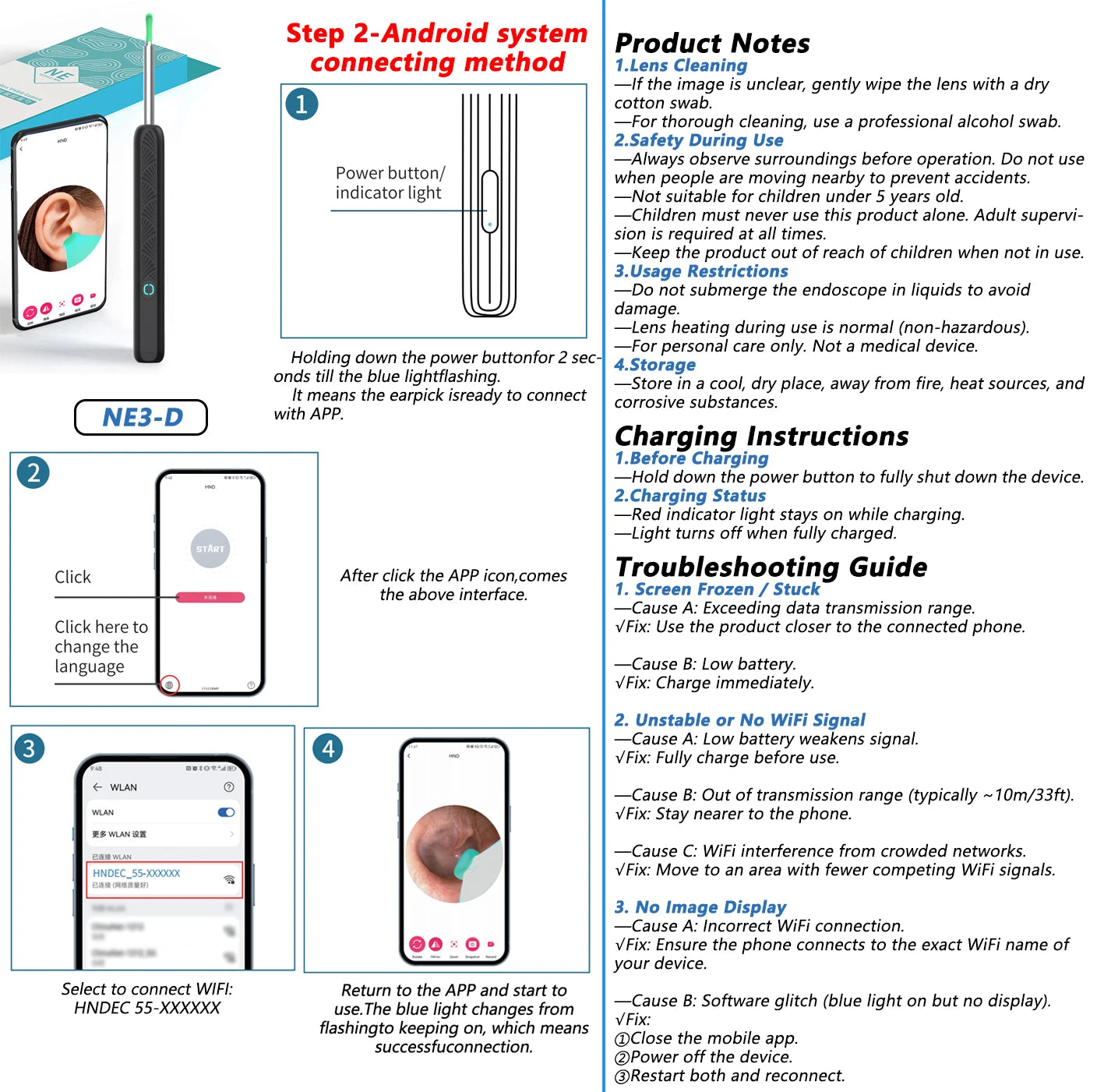 Nettoyeur Visuel de Cire d’Oreille avec Caméra – Kit de Soins Intelligent