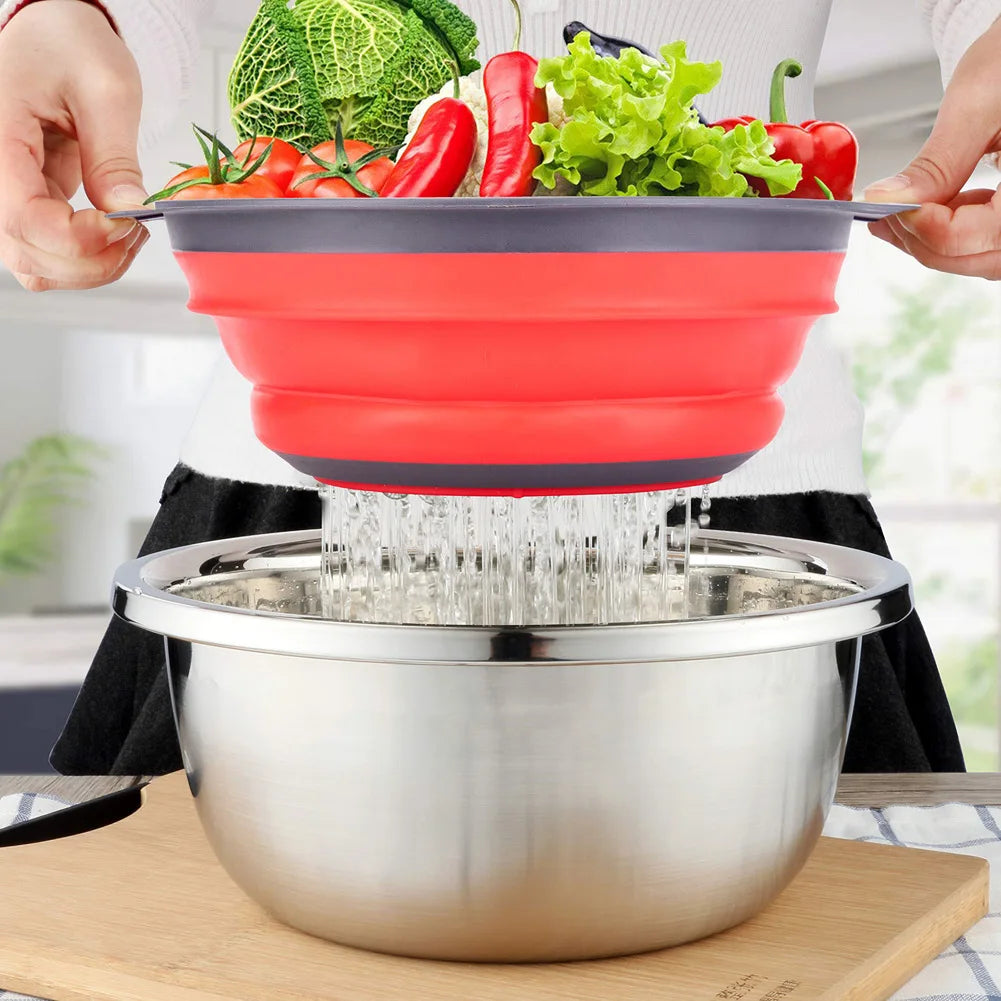 Panier de Vidange Pliant en Silicone – Passoire et Egouttoir Pliable pour Fruits et Légumes