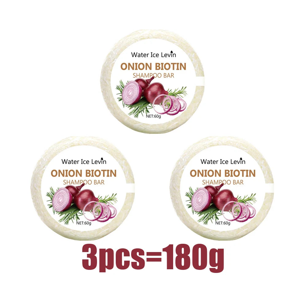 Savon Shampoing à l'Oignon & Biotine Water Ice Levin 60g – Soin Lavant Naturel Hydratant & Lissant pour Tous Types de Cheveux