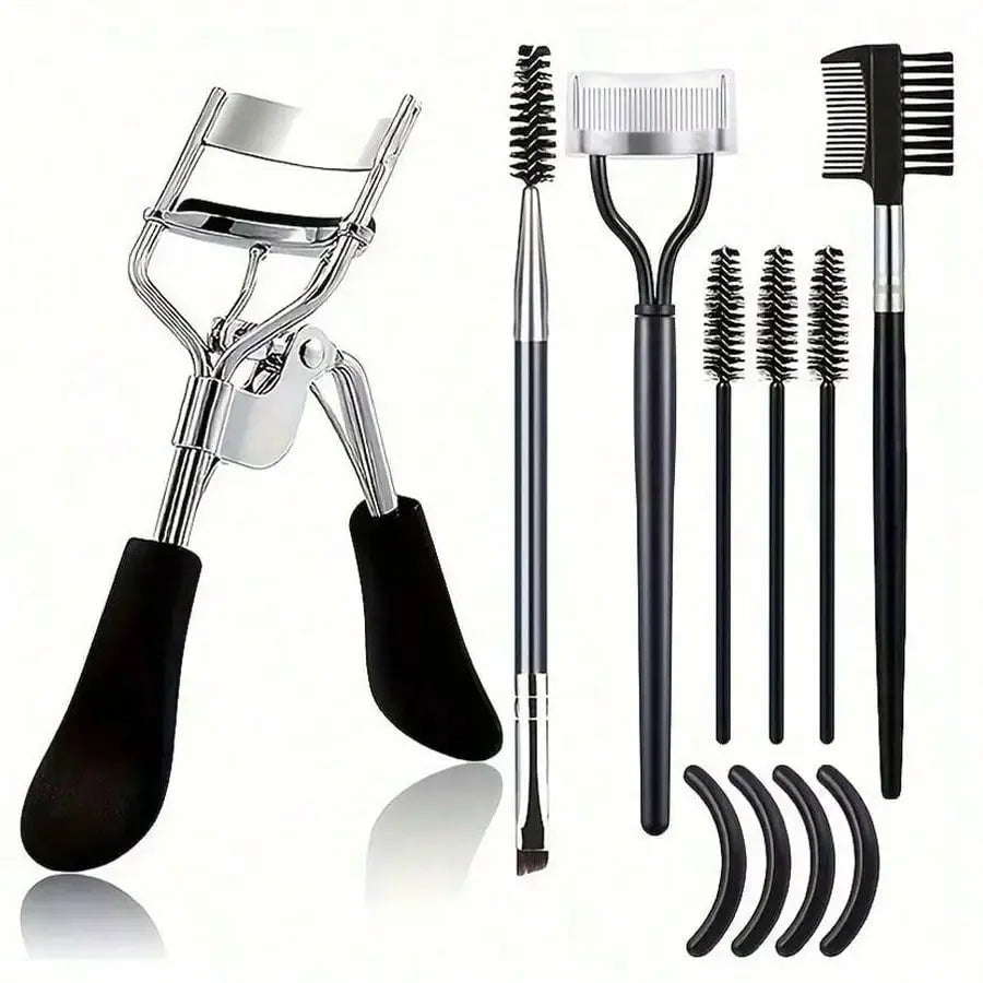 Kit de Recourbement de Cils – fait en Acier Inoxydable avec Peigne Séparateur, Baguette à Cils & Recharges en Silicone