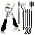 Kit de Recourbement de Cils – fait en Acier Inoxydable avec Peigne Séparateur, Baguette à Cils & Recharges en Silicone