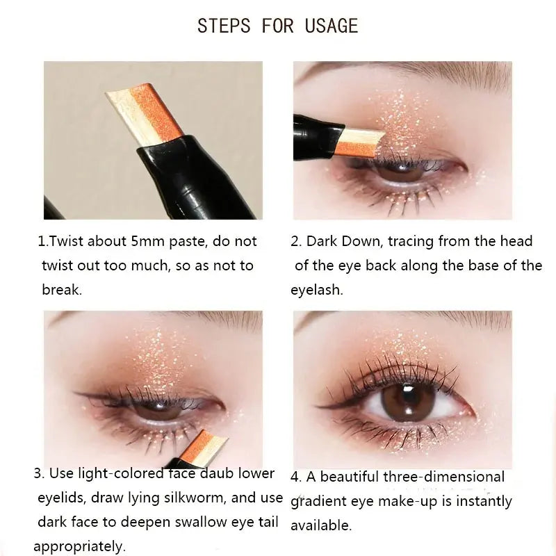 Bâton Fard à Paupières Double Couleur – Dégradé Scintillant & Effet Métallique Waterproof