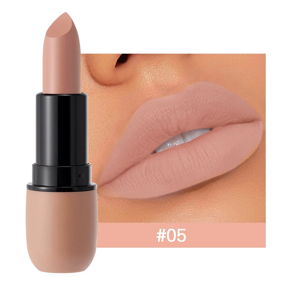 Rouge à Lèvres Mat 6 Couleurs – Velours, Imperméable & Longue Durée