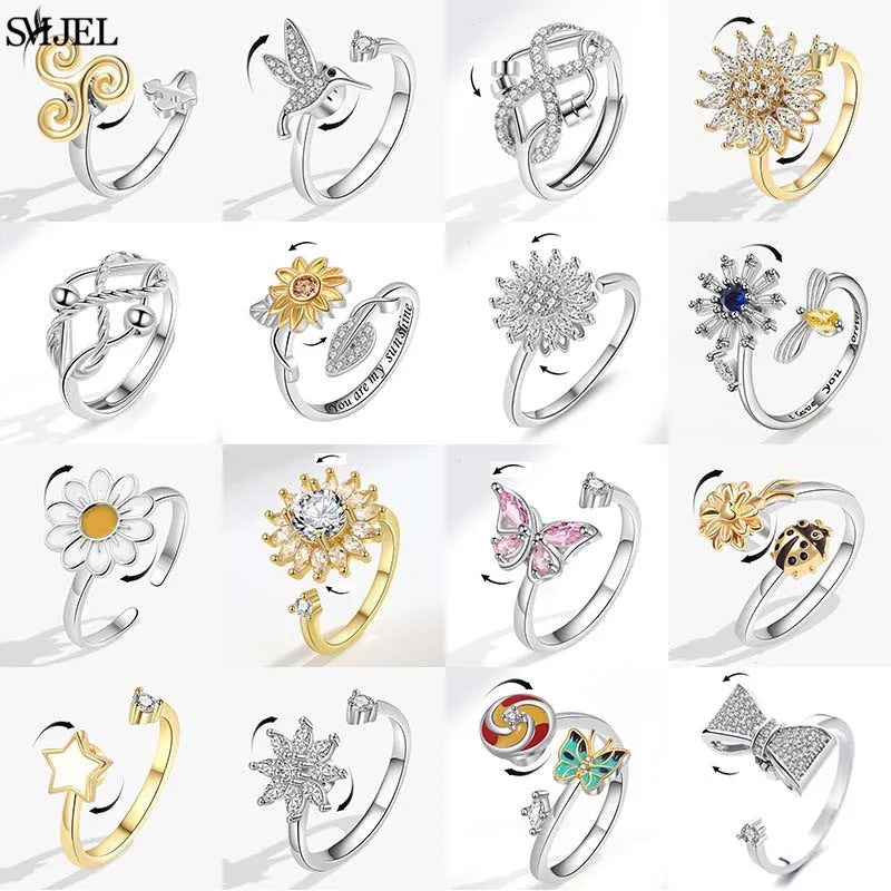 Bague Rotative Anti-Stress de Luxe –  Cristal, Tendance, Luxueux