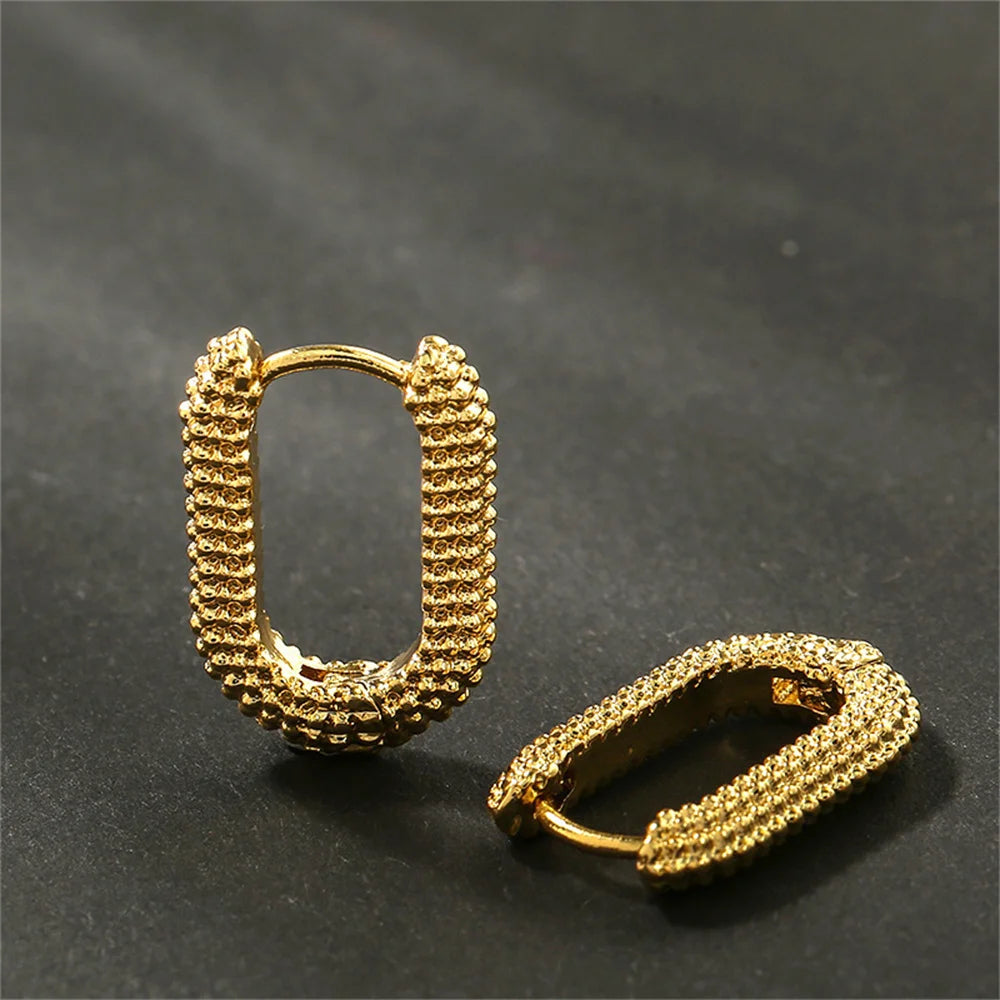 Boucles d’Oreilles Carrées Françaises en Alliage – Forme Géométrique Goutte d’Eau, Bijoux Tendance pour Femmes