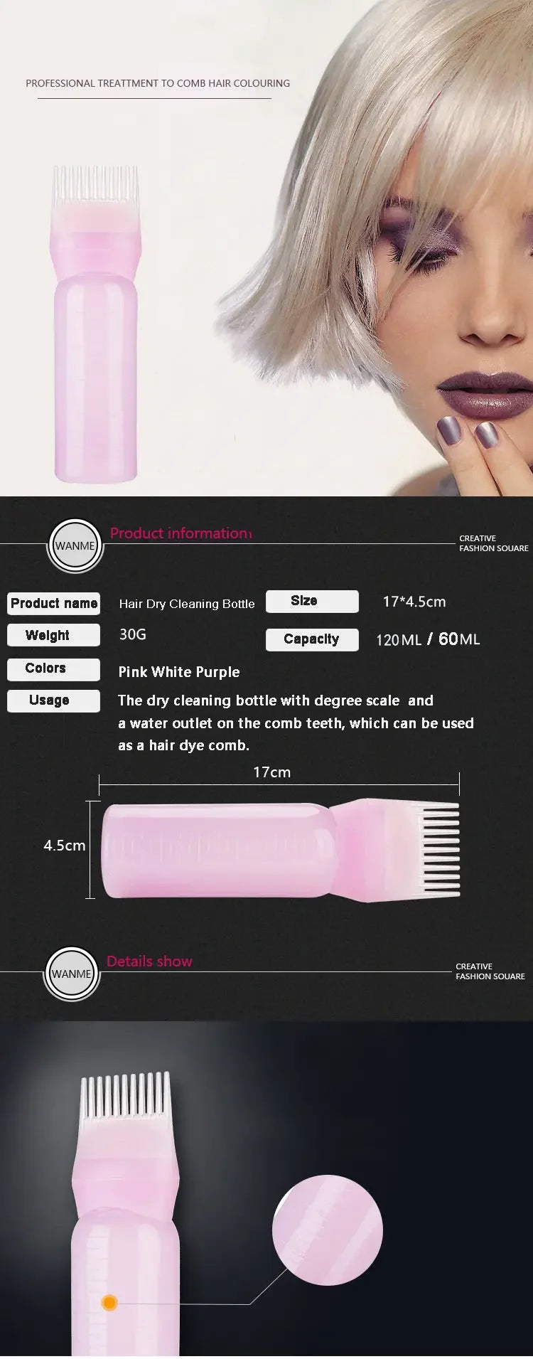 Ensemble Peigne en Silicone, Applicateur d’Huile Capillaire et Brosse de Massage – 2 pièces, Outils Professionnels pour Salon de Coiffure ou Domicile
