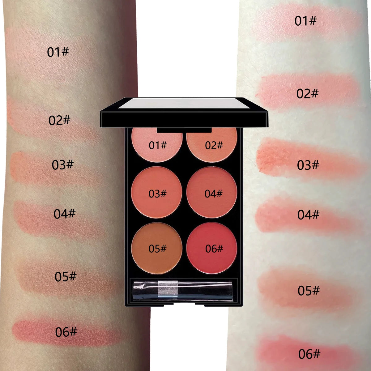 Palette 6pcs, Fards à Joues et Contours