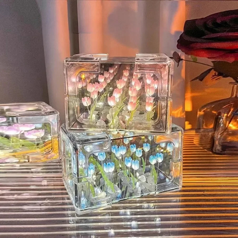 Lampe de Nuit DIY Cube – Fleur de Tulipe à Monter Soi-Même