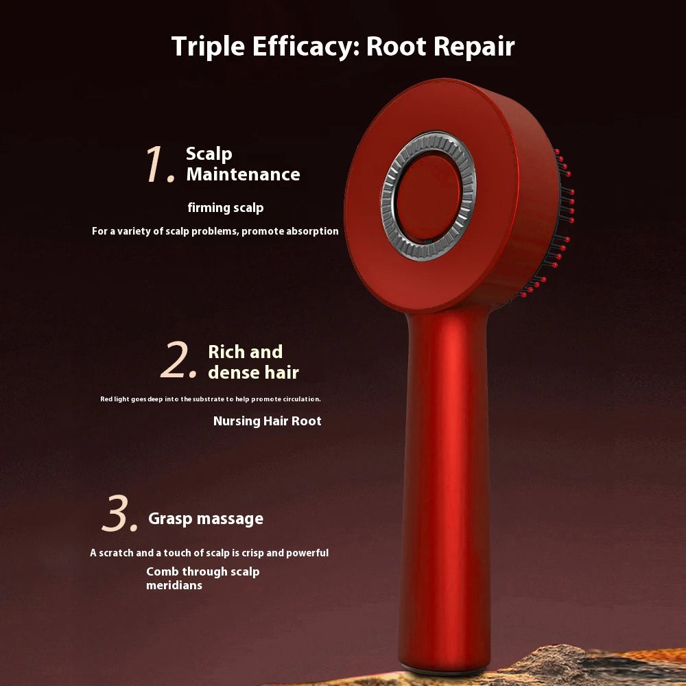 Peigne de Massage Électrique à Vibrations – Thérapie Lumière Rouge & Croissance des Cheveux - USB Inclus