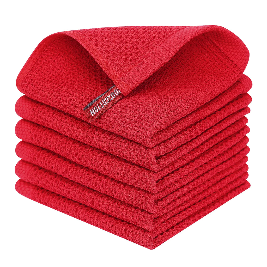 Torchons de Cuisine en Coton 100% – Tissage Gaufré Ultra Absorbant (Lot de 6)