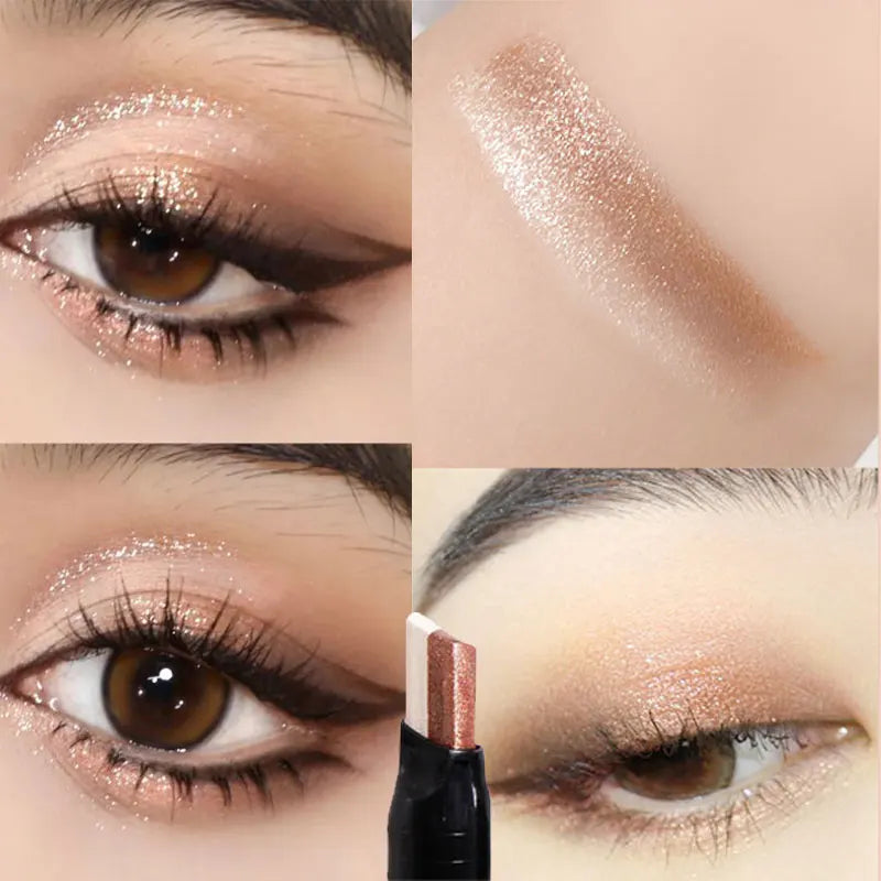 Bâton Fard à Paupières Double Couleur – Dégradé Scintillant & Effet Métallique Waterproof