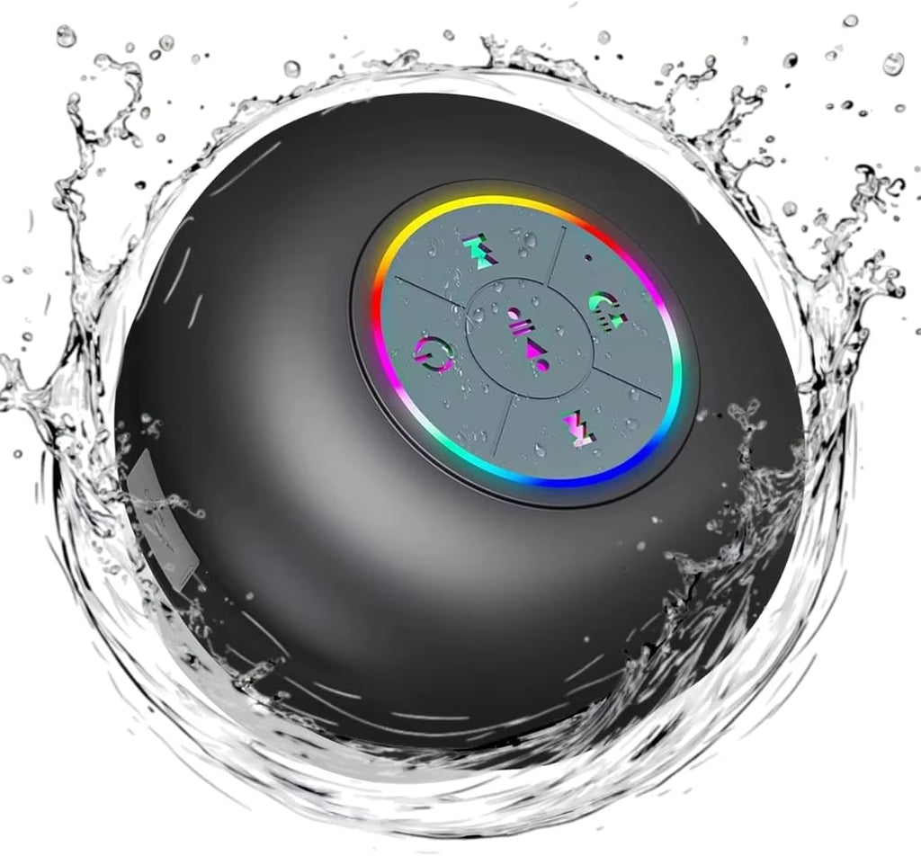 Haut-Parleur Bluetooth Portable Etanche IPX4 – Ventouse Intégrée & Lumière LED - Rechargeable par USB