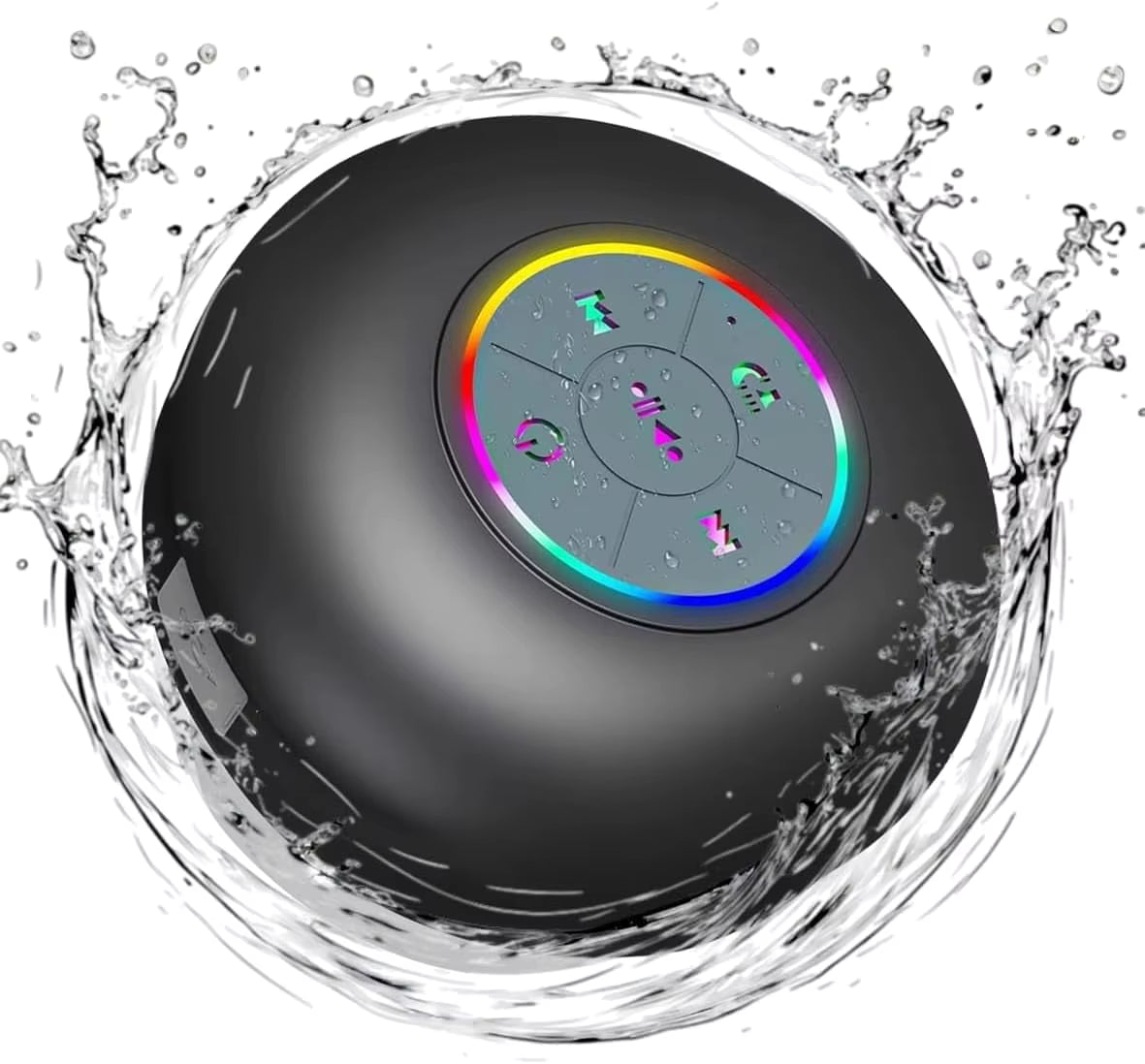 Haut-Parleur Bluetooth Portable Etanche IPX4 – Ventouse Intégrée & Lumière LED - Rechargeable par USB