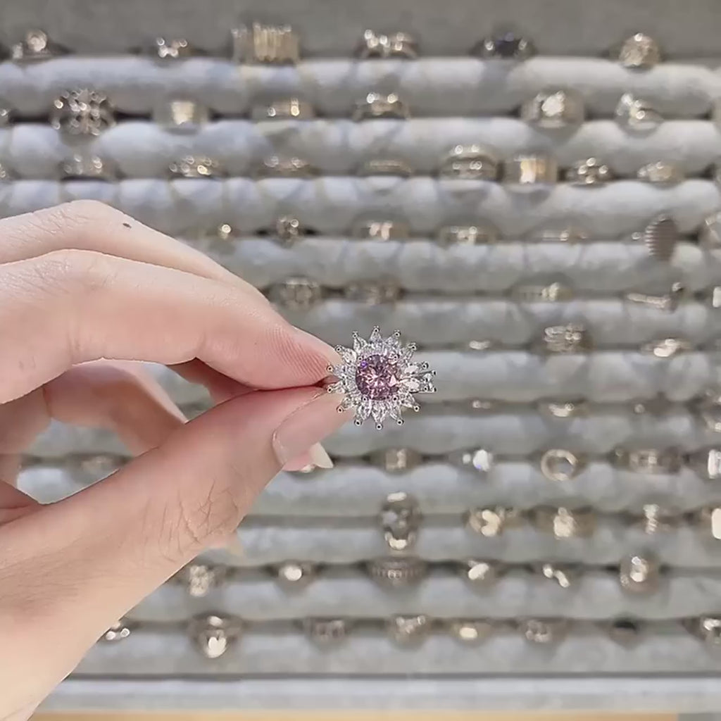 Bague Spinner en Cristal – Papillon & Tournesol, Bague Anti-Anxiété Rotative pour Femme, Bijoux Tendance