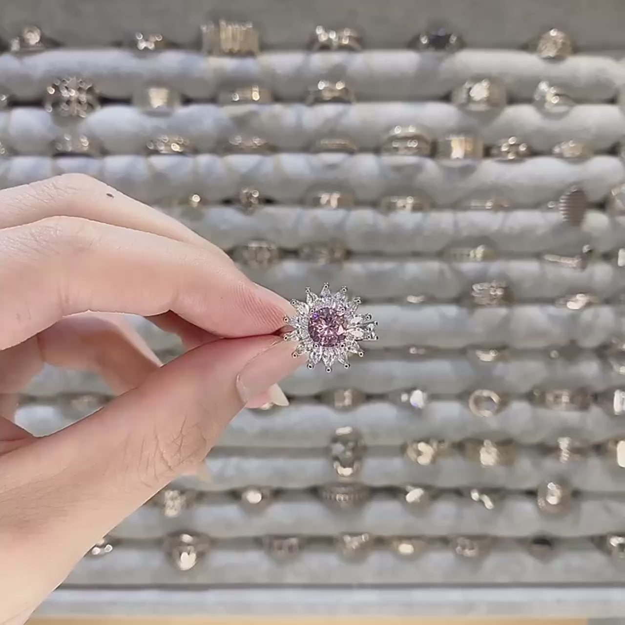 Bague Spinner en Cristal – Papillon & Tournesol, Bague Anti-Anxiété Rotative pour Femme, Bijoux Tendance