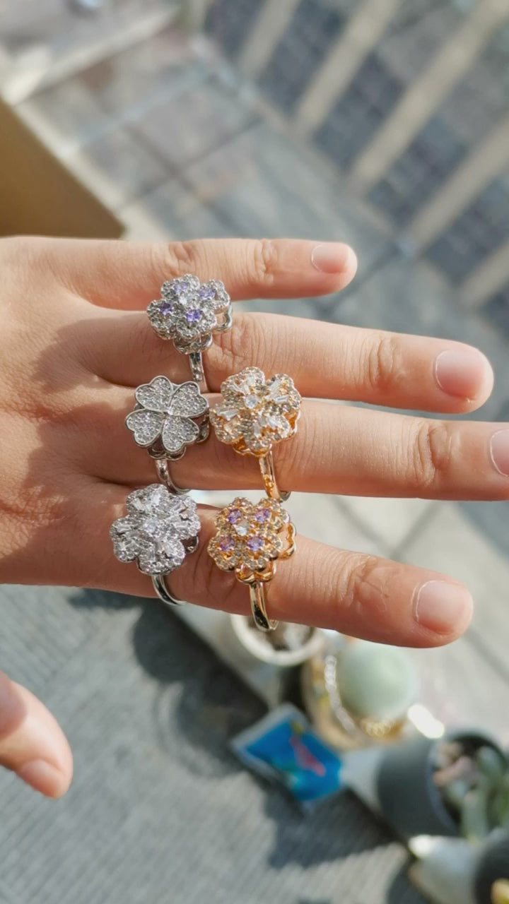 Bague Spinner Trèfle de Luxe – Anti-Stress Couleur Or 18K